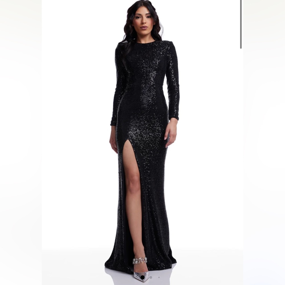 Dress the Population Black Sequin Long Sleeve Dress